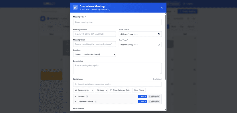 SV Meeting - Calendar Interface