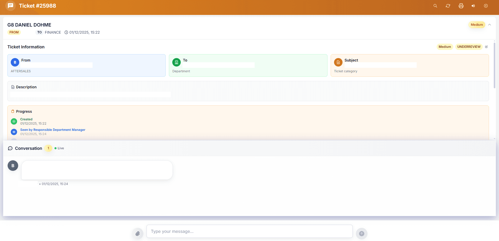 Ticket System - Real-time Chat